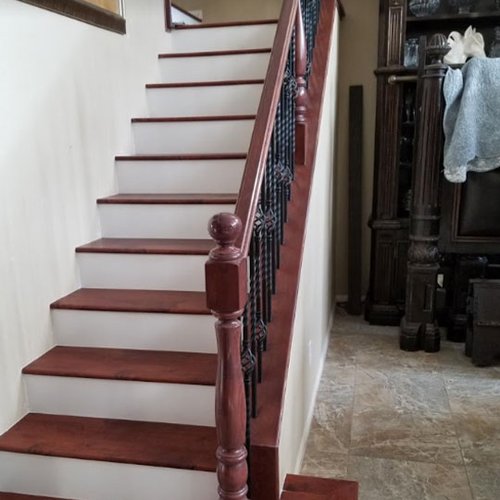 hardwood stairs provided and installed by Budget Flooring & Shutters in Las Vegas, NV